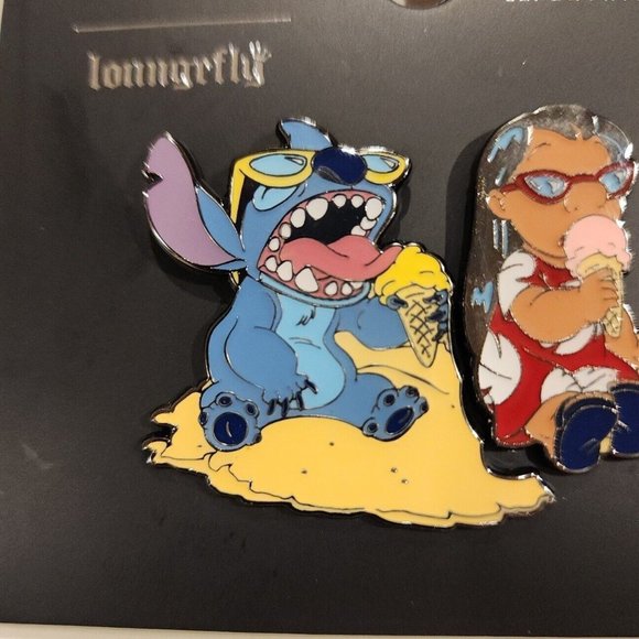 Loungefly Disney Lilo and Stitch Ice Cream Beach Enamel Pin Set 2 Piece NEW - Picture 5 of 10